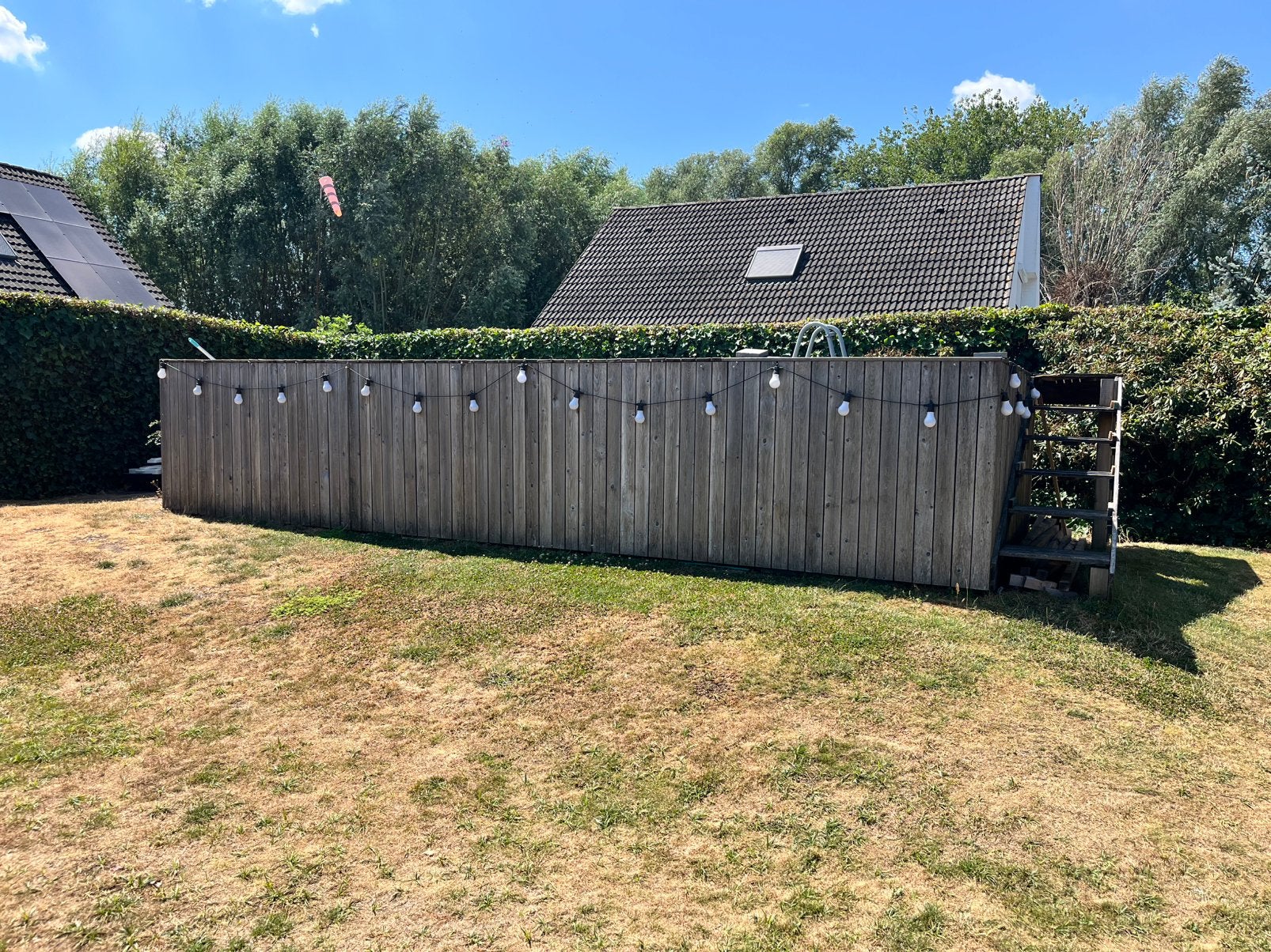 Volledig zwembad (4,88 op 2,44) met warmtepomp, filter, zeil, Tuin en Terras, Ophalen, Gebruikt, 200 tot 300 cm, 80 tot 120 cm