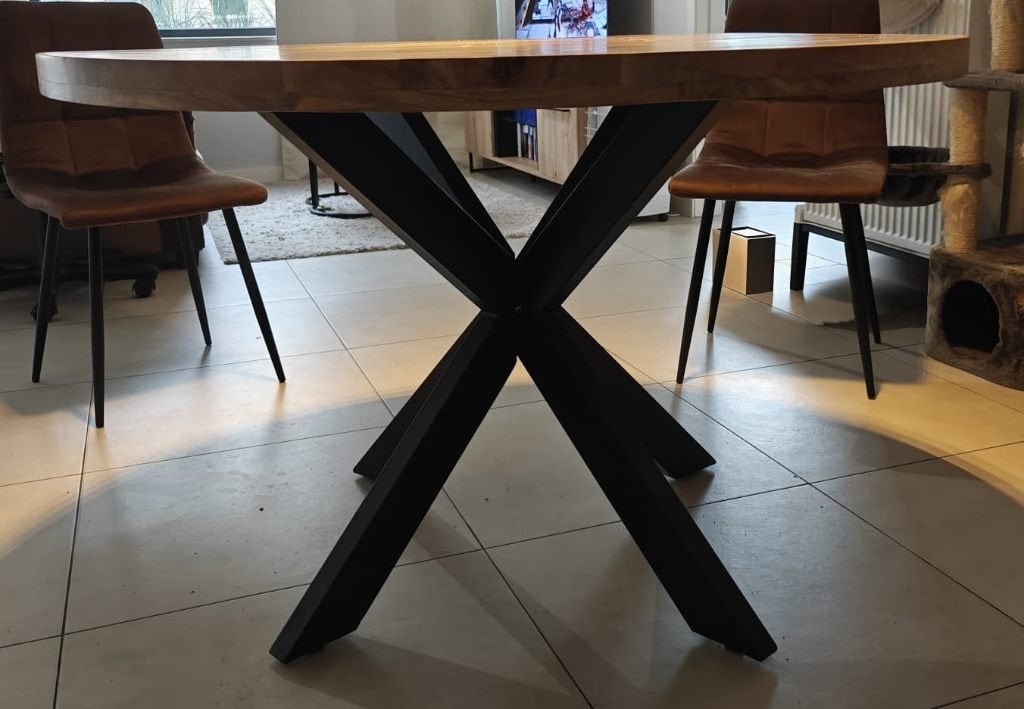 Mango Furniture - Table à manger en bois de manguier - Ronde, Maison & Meubles, 100 à 150 cm, Cinq personnes ou plus, Comme neuf
