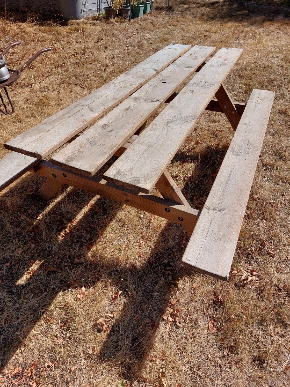 Table pique-nique Solide, Tuin en Terras, Picknicktafels, Ophalen, Gebruikt, Rechthoekig, Hout