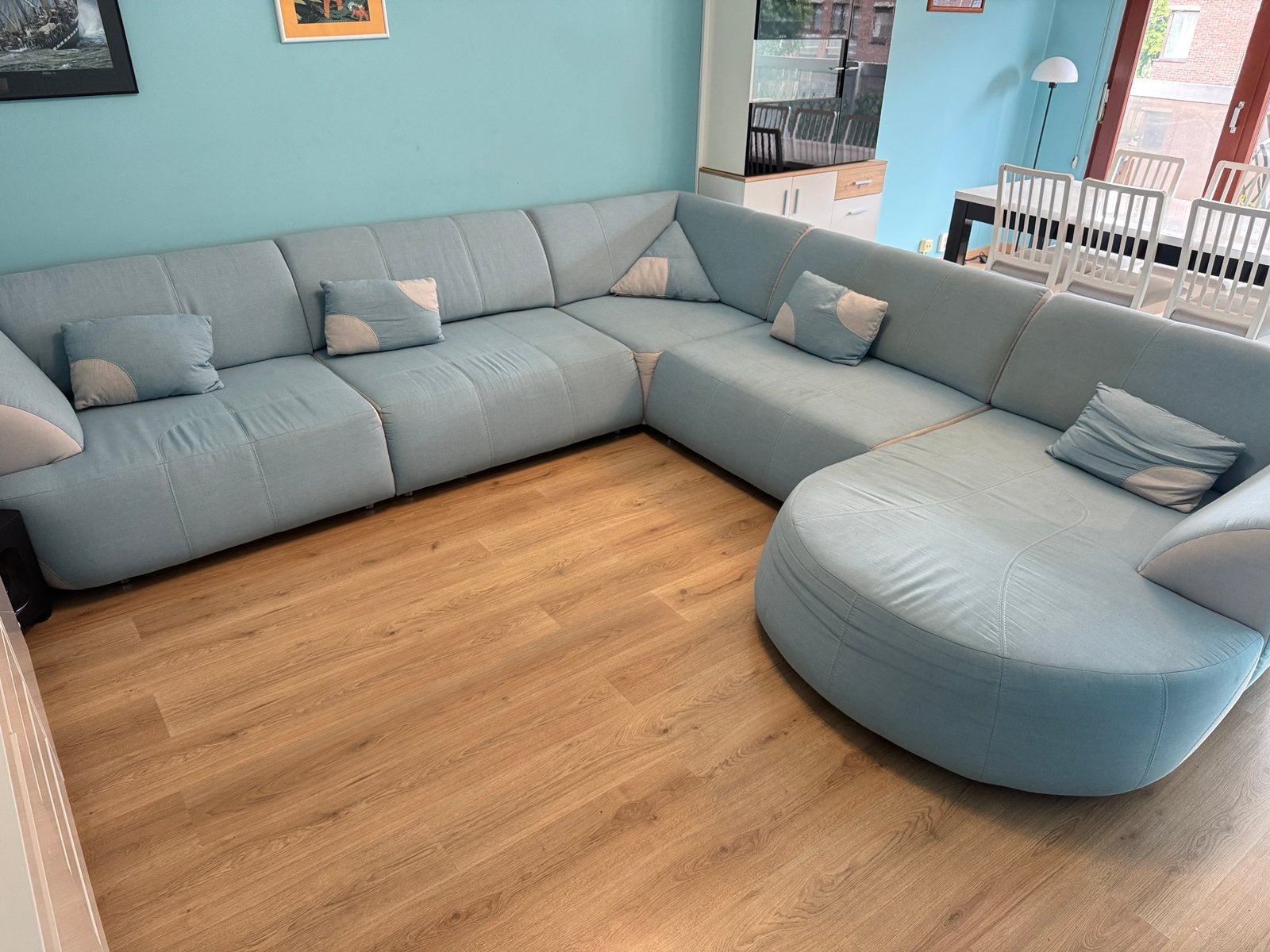 Canapé d’angle FOX tissu bleu/gris (Bruxelles), Maison & Meubles, Canapés | Coins salons complets, Utilisé, Tissus, Enlèvement