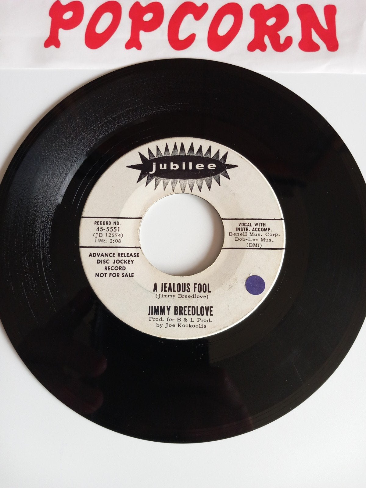 JIMMY BREEDLOVE. A JEALOUS FOOL. USA 45T