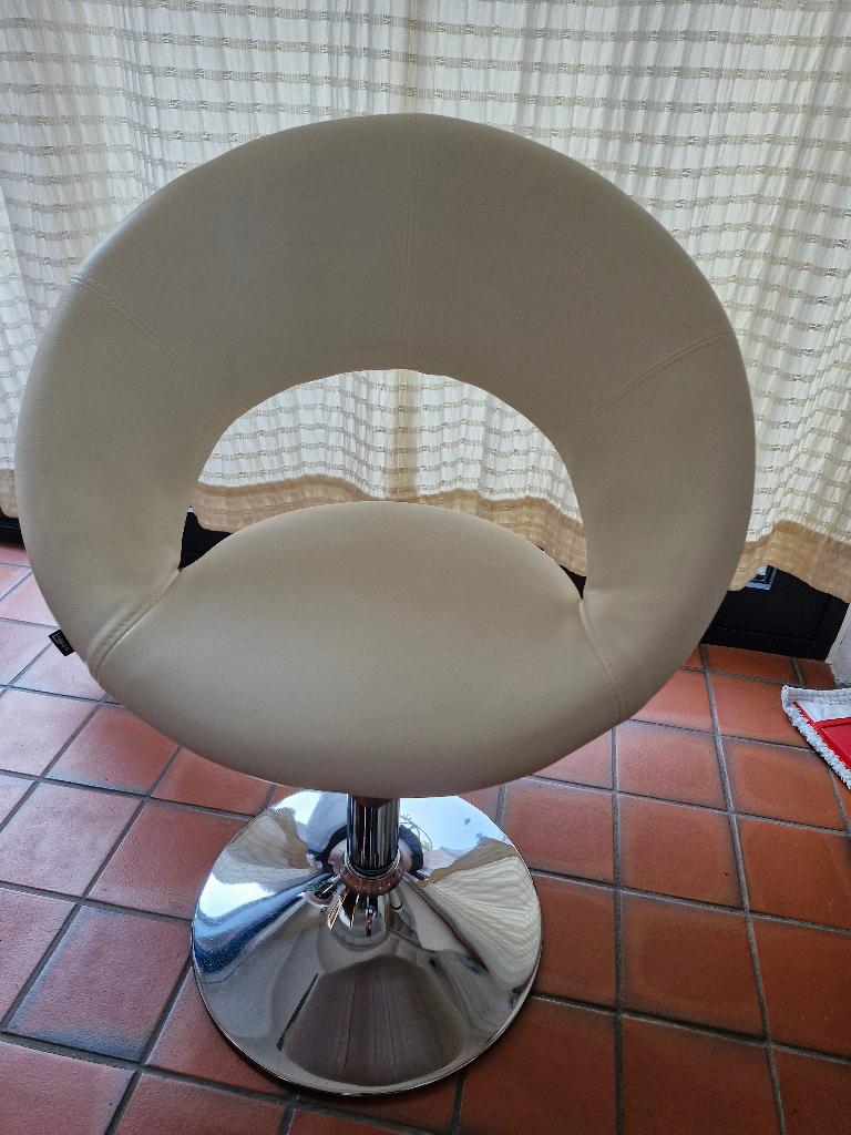 wit nep-lederen stoelen, Ophalen, Kunststof, Gebruikt, Twee