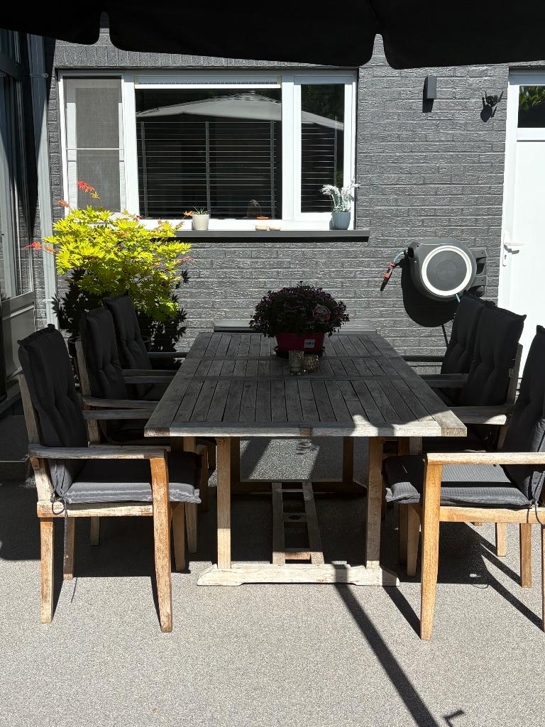 Tuinset teak, Tuin en Terras, Ophalen, Gebruikt, 6 zitplaatsen, Teakhout