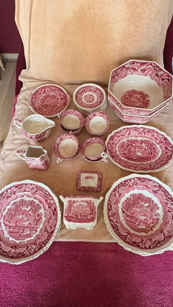 Service de vaisselle ancien Mason’s Vista rouge – 36 pièces, Antiquités & Art, Antiquités | Services (vaisselle) pièces, Enlèvement
