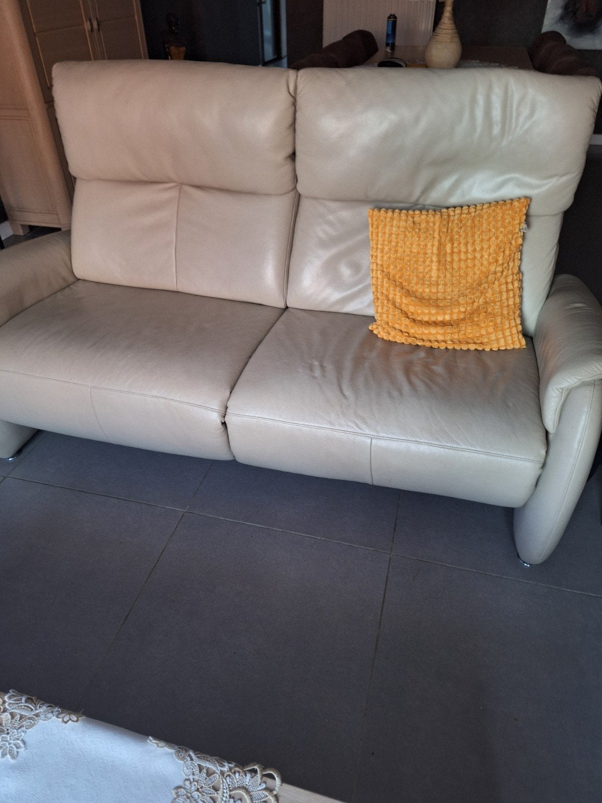 lederen salon te koop, Huis en Inrichting, Ophalen, Gebruikt, Vierpersoons of meer, Leer