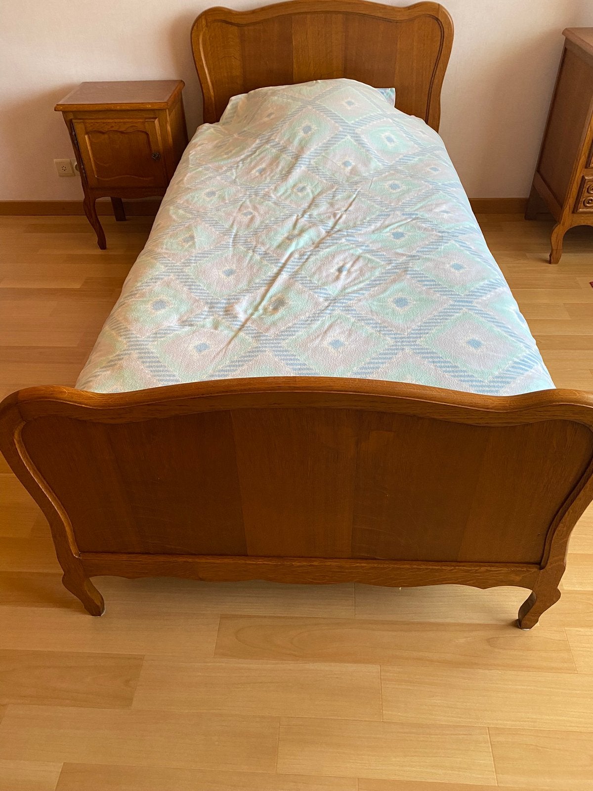 Vintage eiken slaapkamer 1 persoon, Huis en Inrichting, Ophalen, Gebruikt, Eenpersoons, Vintage