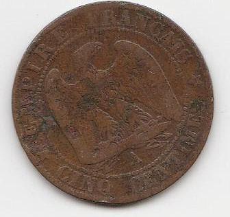 5 Centimes 1861 - Napoleon III, Frankrijk A Parijs, Postzegels en Munten, Ophalen of Verzenden, Frankrijk, Losse munt