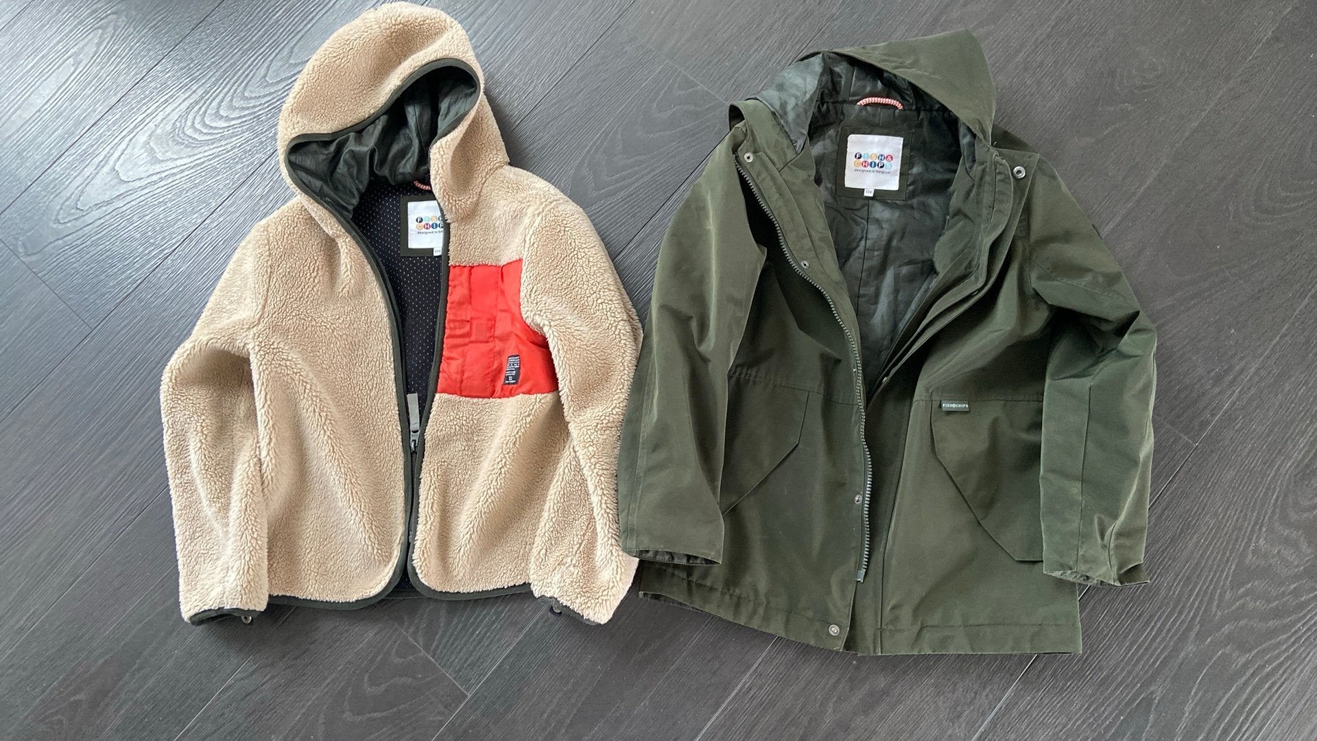 Jas  2 in 1 parka kaki mt 134 fish&chips, Enfants & Bébés, Enlèvement ou Envoi, Utilisé, Manteau