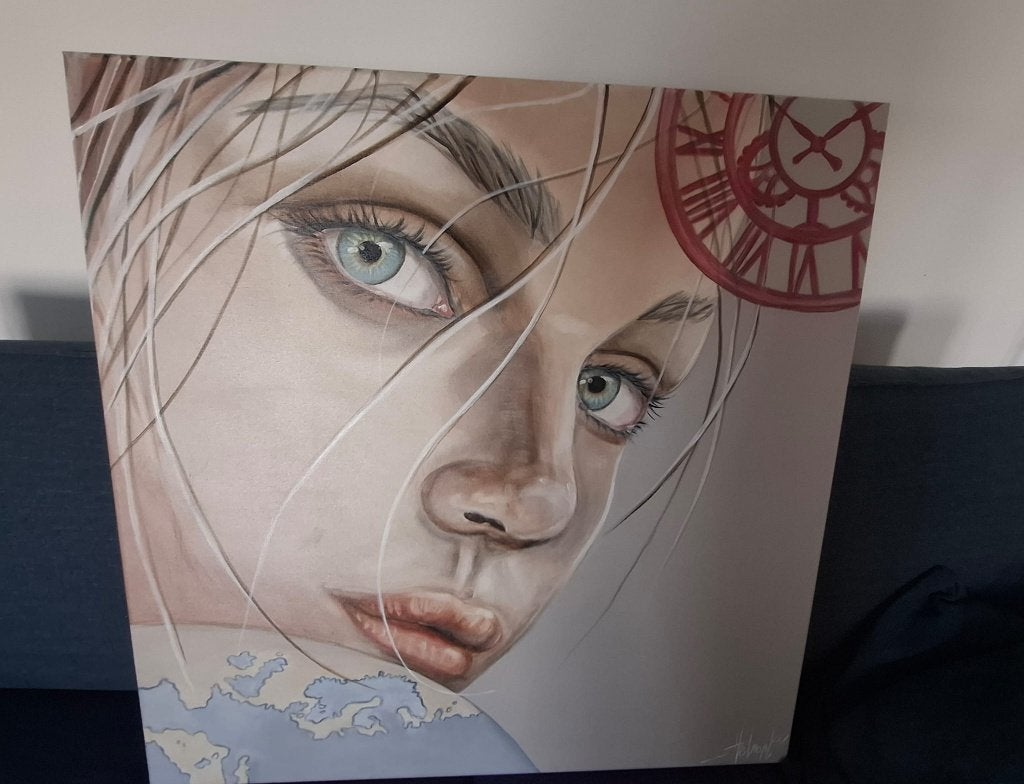 schilderij van Sonja Helmont - 80 op 80 - 195€, Ophalen, Portret
