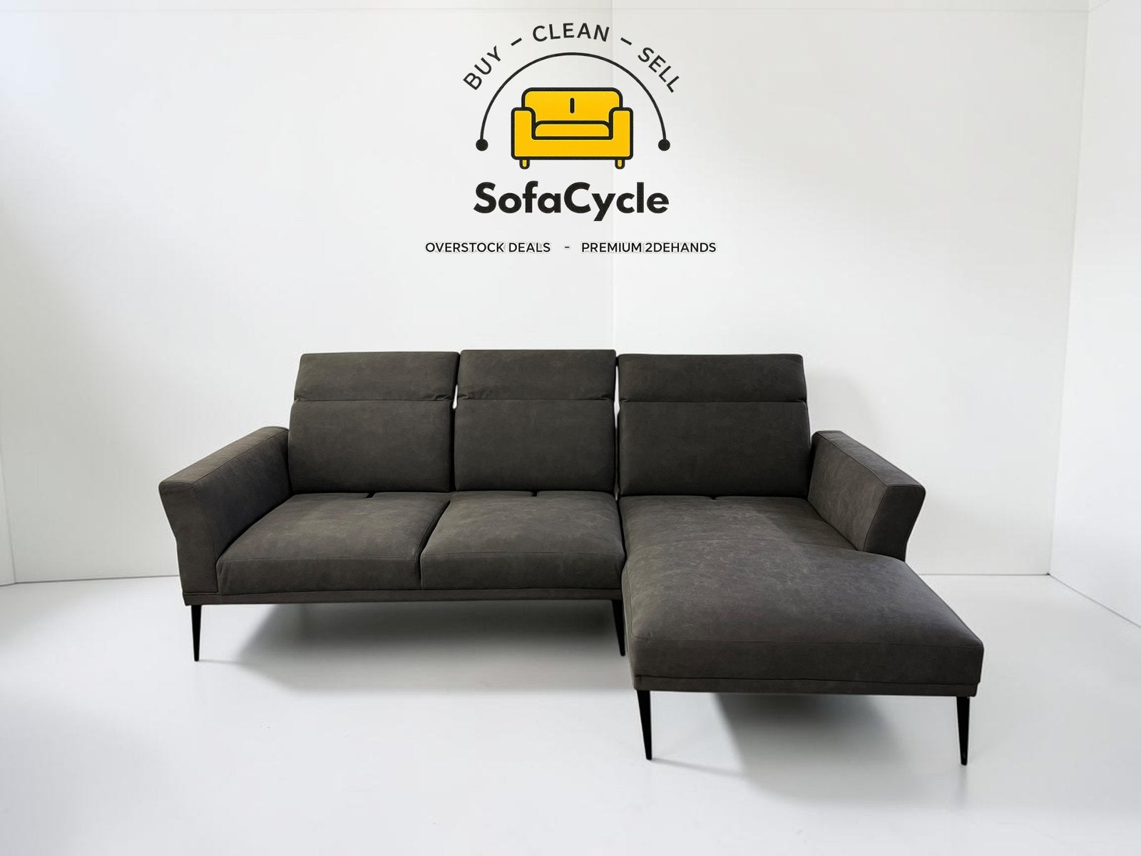 Chaise d'angle en microfibre avec appui-tête — overstock