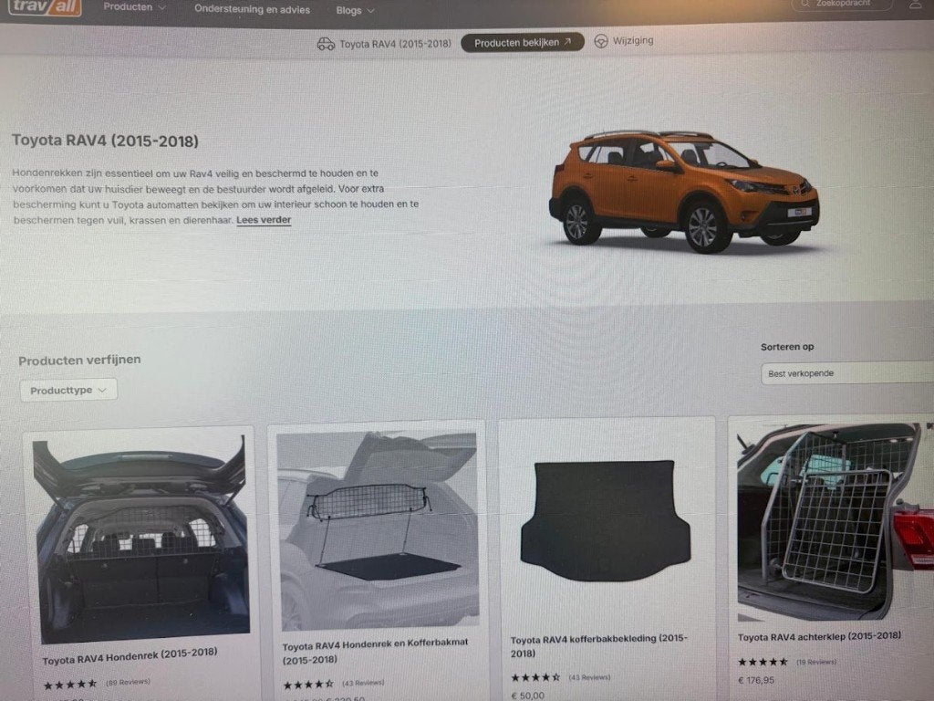 Nieuw hondenrek Toyota RAV4 2015-2018, Auto's, Toyota, Particulier, Te koop, Rav4
