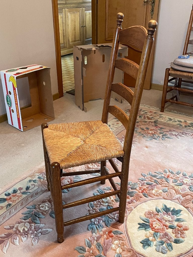 Houten stoelen met rieten zitting 6 stuks, Huis en Inrichting, Stoelen, Ophalen, Bruin, Klassiek, Hout