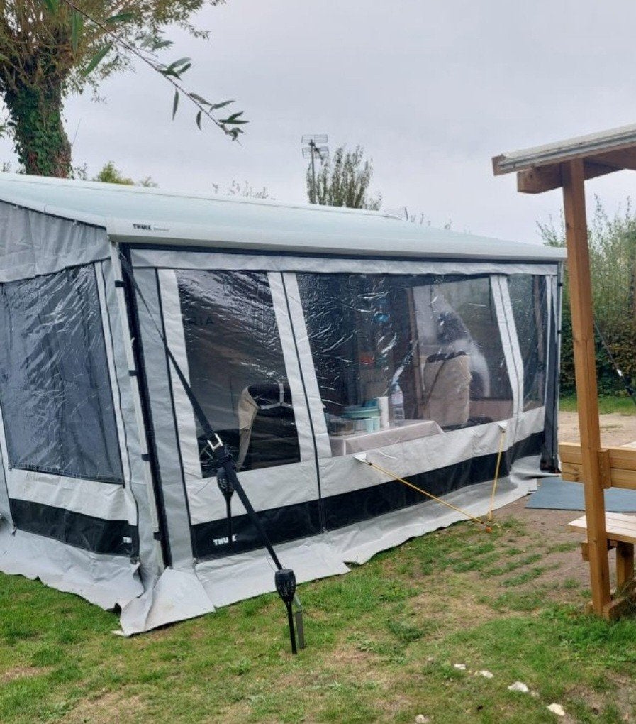 Auvent Thule Residence G3 - Facade + Parois laterales, Caravanes & Camping, Enlèvement, Utilisé, PVC, Thule