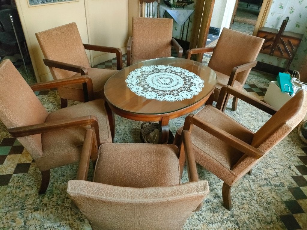 Art deco tafel met 6 stoelen, Ophalen