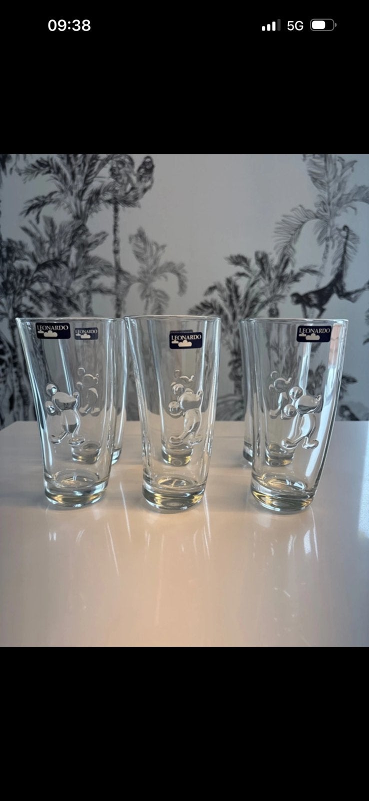 Set 6 glazen hoog Leonardo Mickey, Collections, Verres & Petits Verres, Enlèvement, Verre à soda