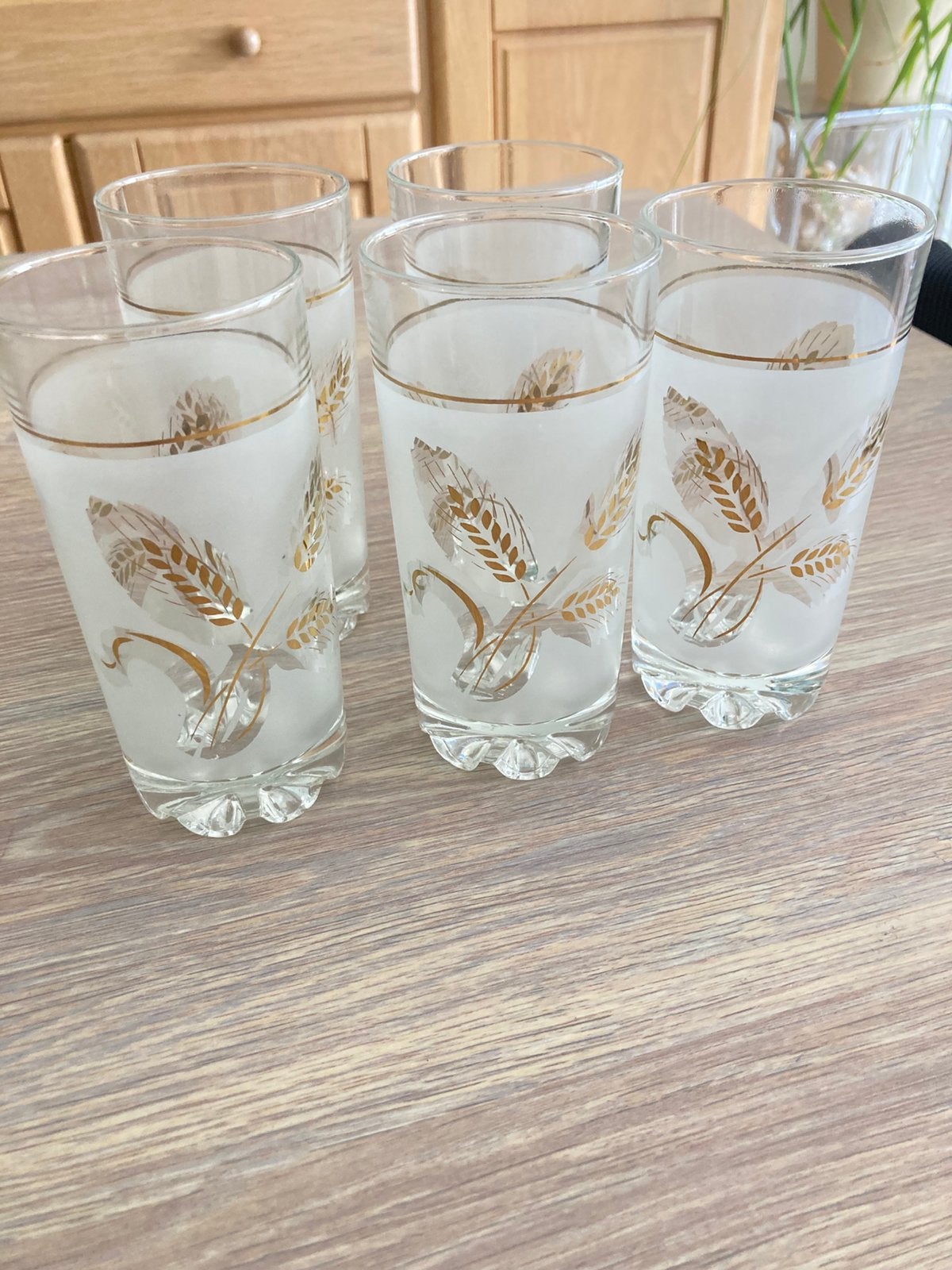 5 verres vintage Covetro Italy des années 1950 motif de blé, Enlèvement ou Envoi, Comme neuf