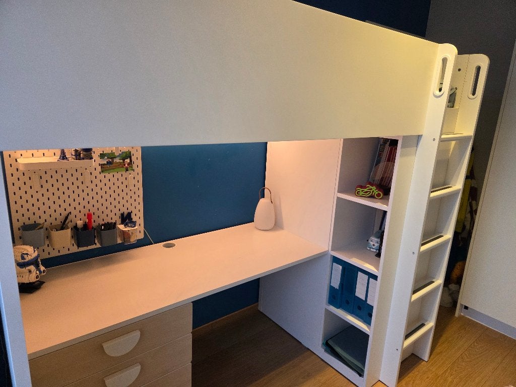 Ikea hoogslaper met bureau en kast, Ophalen, Gebruikt, Hoogslaper