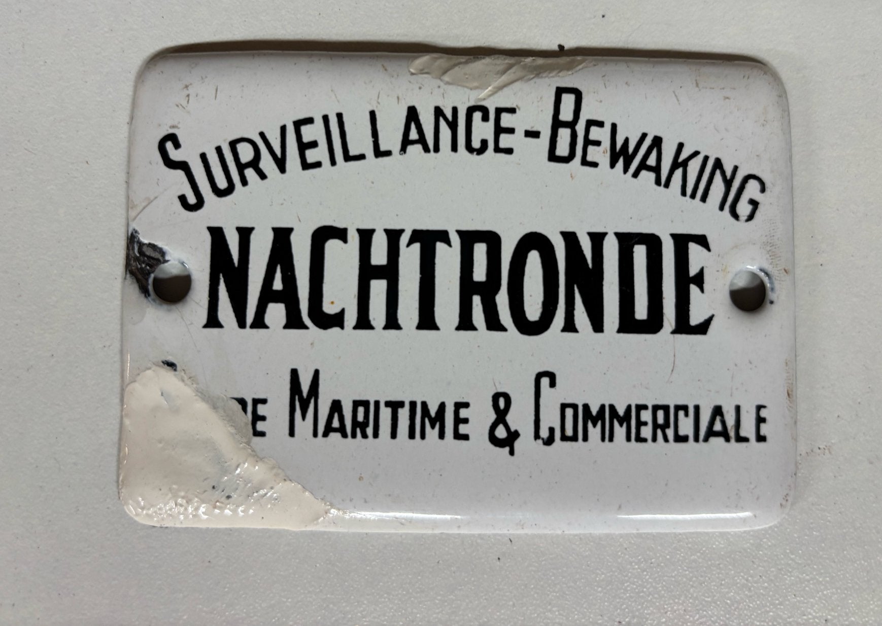 Emaille plaatje nachtronde bewaking mancave fietsplaat, Antiek en Kunst, Antiek | Email, Ophalen