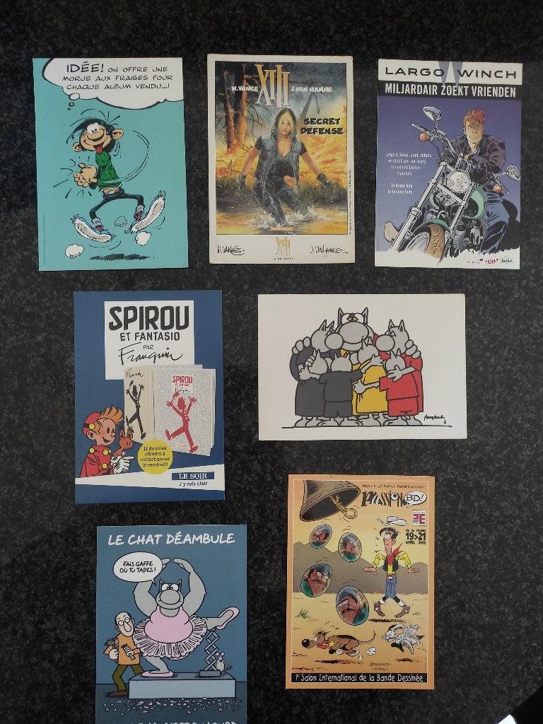 7 cartes postales bd., Collections, Personnages de BD, Enlèvement ou Envoi, Autres personnages, Neuf, Image, Affiche ou Autocollant