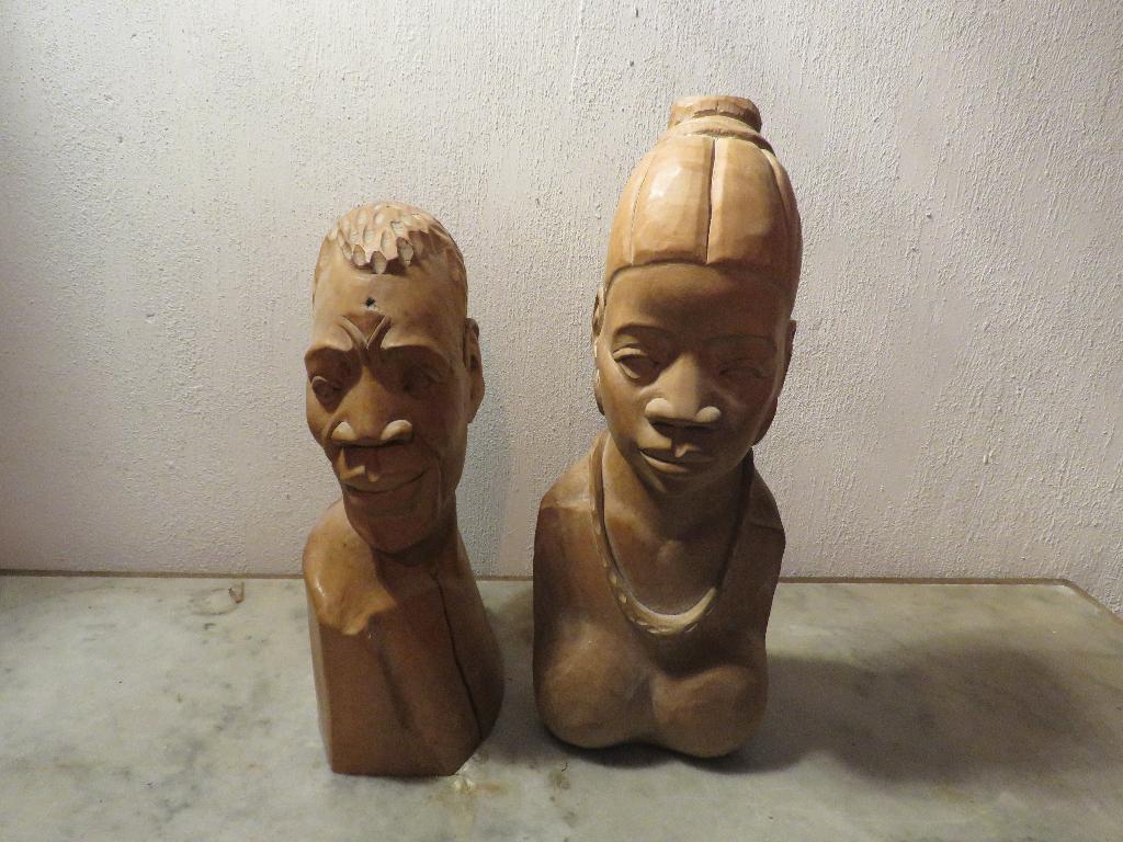 Afrikaans koppel beelden buste Zaïre, Antiek en Kunst, Ophalen of Verzenden, Buste, Man