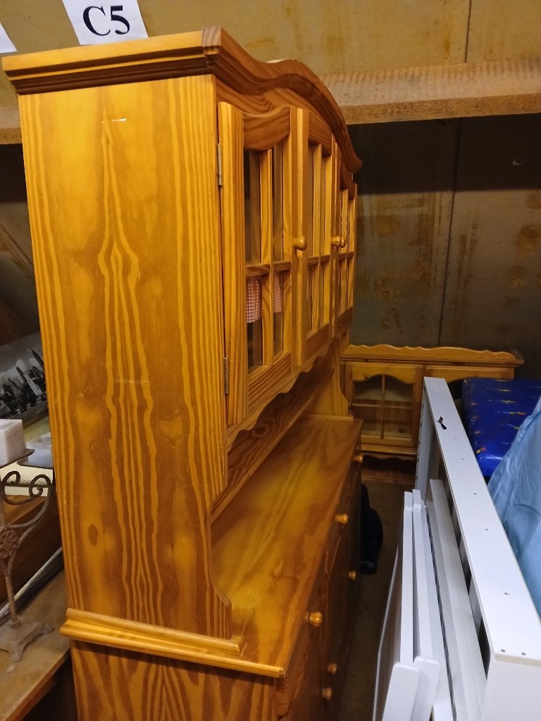Buffet vaisselier en pin massif à deux corps, Maison & Meubles, 25 à 50 cm, Buffet campagnard, 100 à 150 cm, Enlèvement