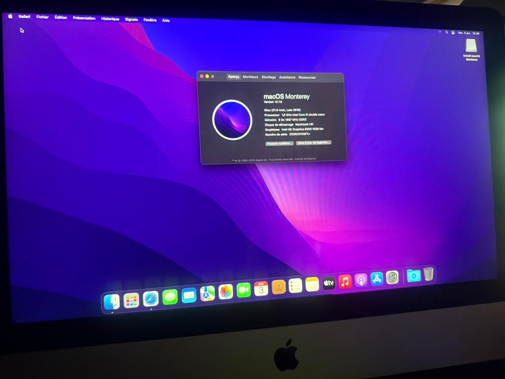 iMac 21,5 pouces fin 2015 – Bon état –, Computers en Software, Apple Desktops, Zo goed als nieuw, iMac, Ophalen
