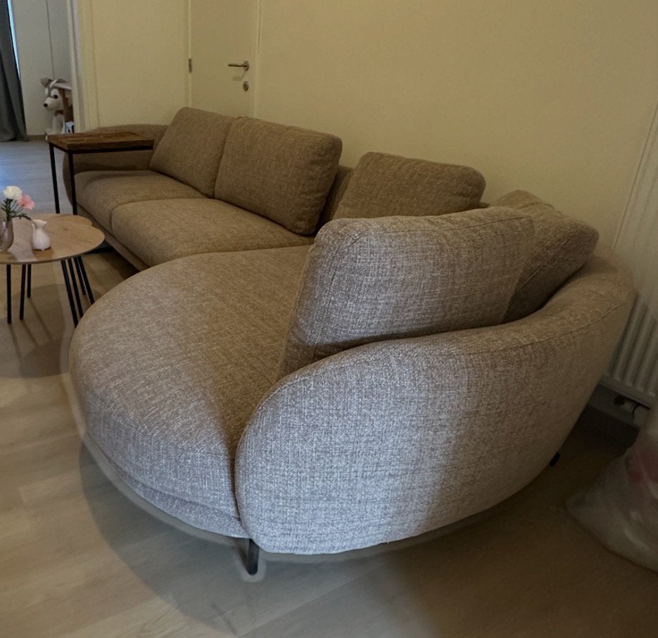 Hoeksalon beige 356x160 cm, Huis en Inrichting, Ophalen, 300 cm of meer, Zo goed als nieuw, Vierpersoons of meer