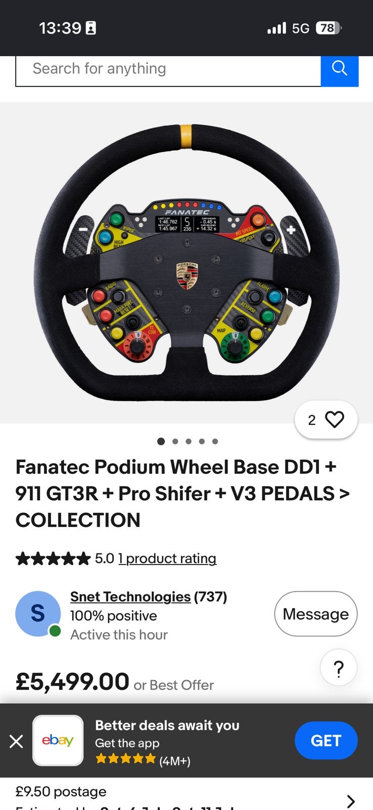 SimRacingFanatec cockpit compleet met Porsche-stuurwiel, 8Nm, Fanatec, Ophalen, Zo goed als nieuw