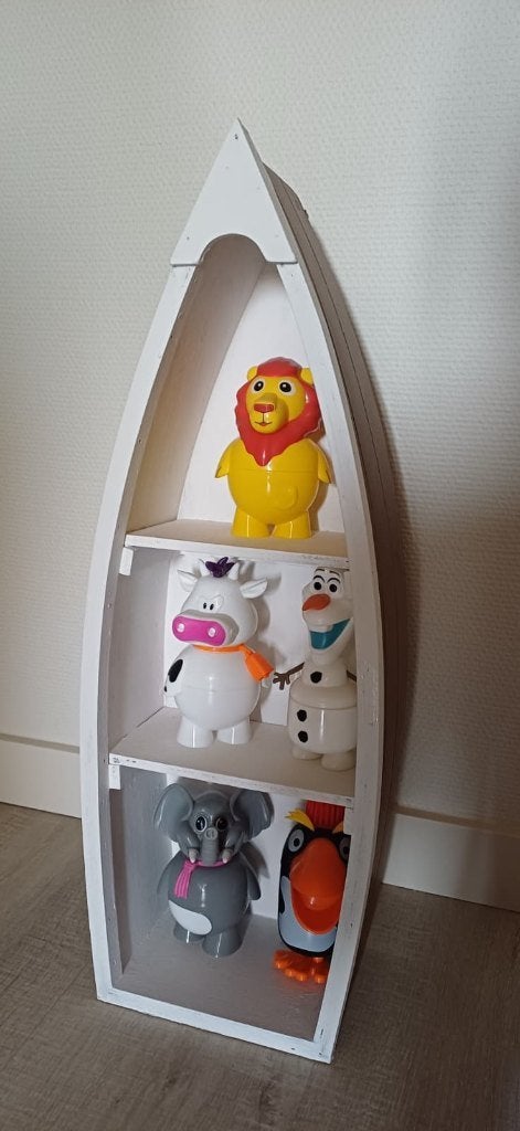 Houten wandrek / wandkastje met 3 vakken, Ophalen, 58 cm, Hout, Meerkleurig