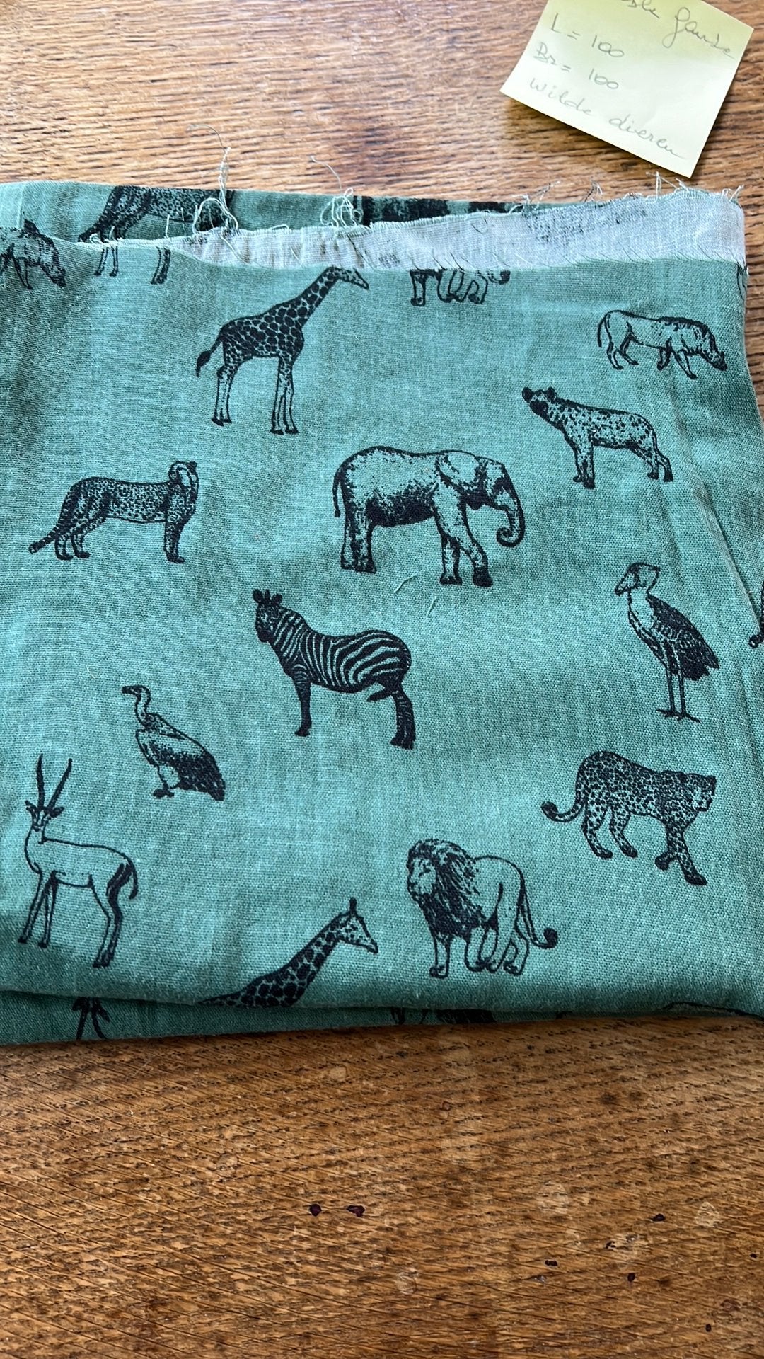 Coupon katoen double gauze groen + wilde dieren, Hobby & Loisirs créatifs, Tissus & Chiffons, Enlèvement ou Envoi, Coton, Comme neuf