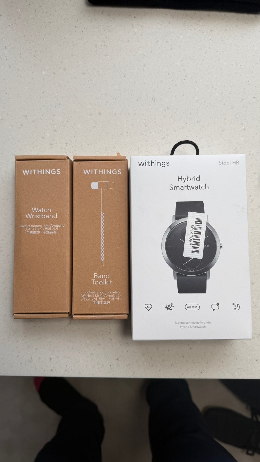Withings steel HR met extra metal link polsband, Bijoux, Sacs & Beauté, Montres connectées, Étanche, IOS, Enlèvement, Utilisé