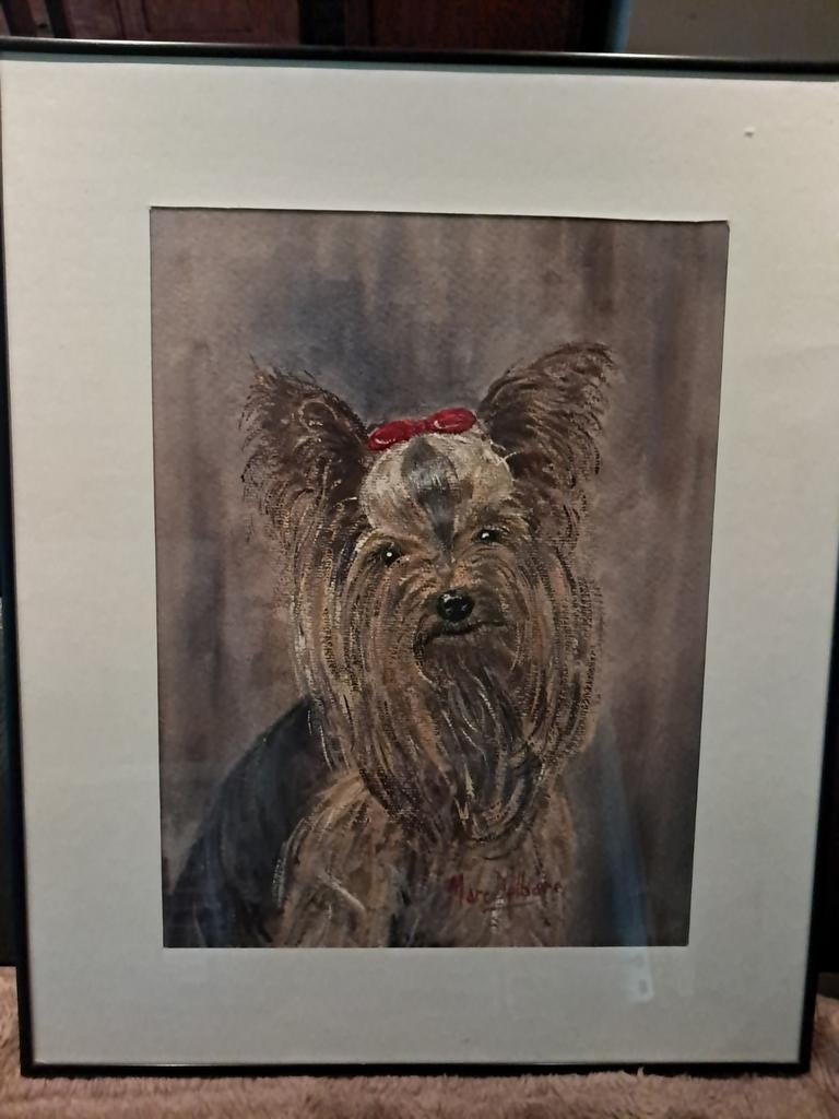 Prachtig, handgeschilderd portret van een Yorksire terriër, Enlèvement ou Envoi