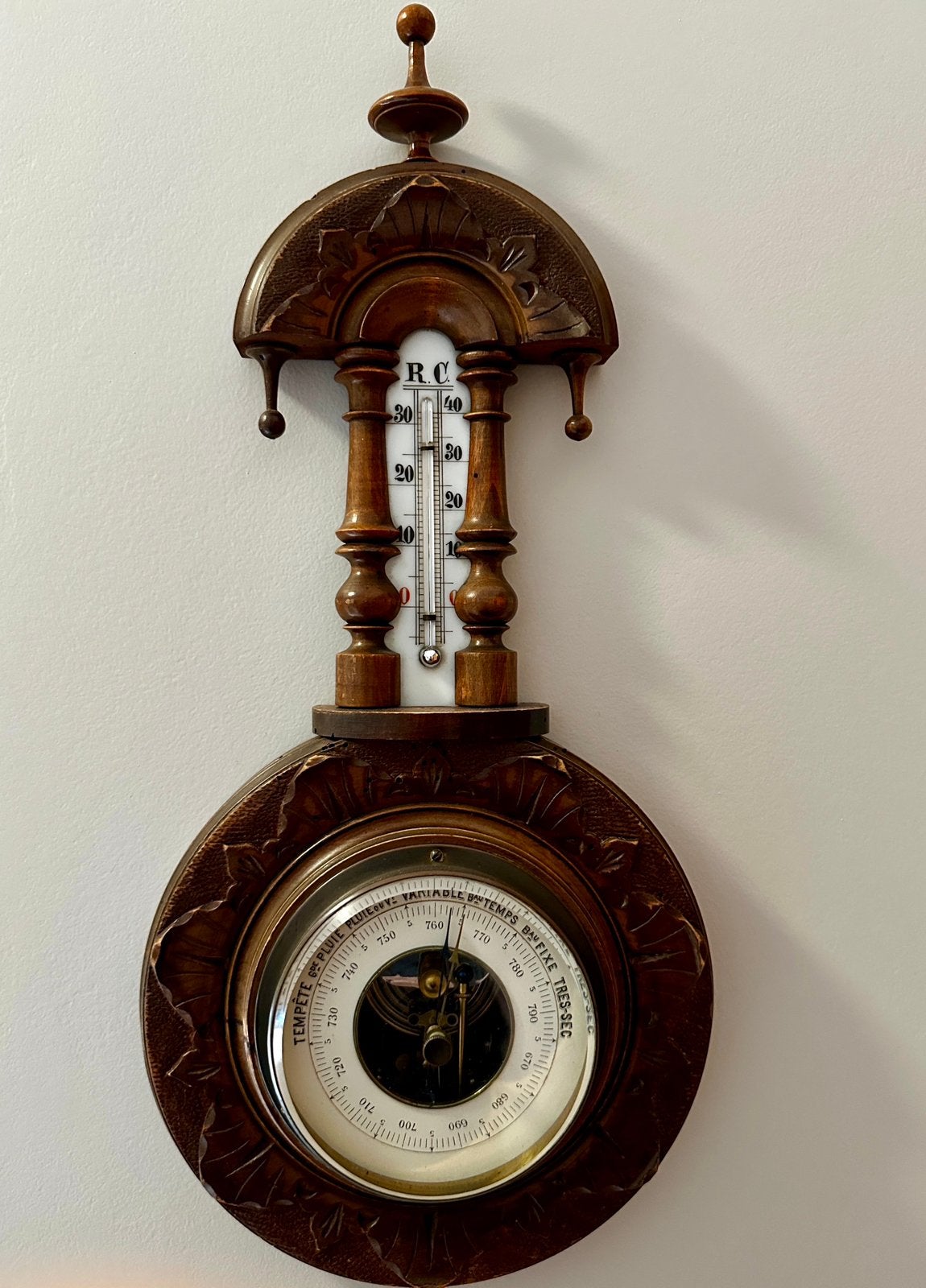 Antieke barometer met thermometer., Audio, Tv en Foto, Ophalen, Gebruikt, Barometer
