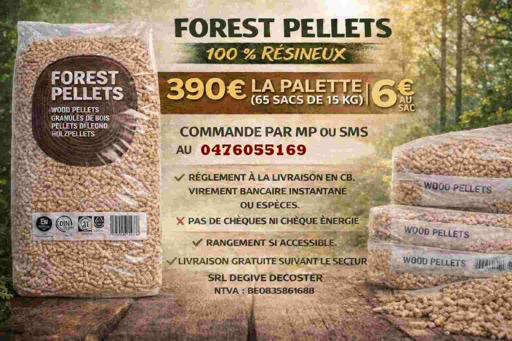 Pellets 100% résineux paiement a la livraison, 6 m³ ou plus, Envoi, Autres essences de bois