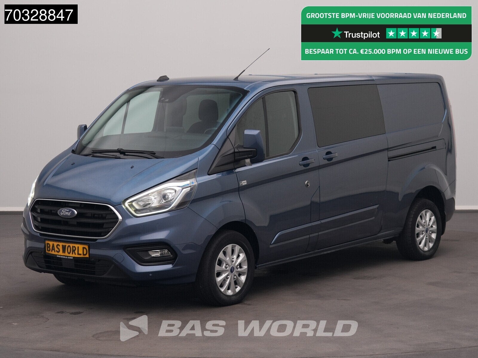 Ford Transit Custom 130PK Dubbel Cabine Limited 2x Schuifdeu, Auto's, Stof, Euro 6, 4 cilinders, Multifunctioneel stuurwiel