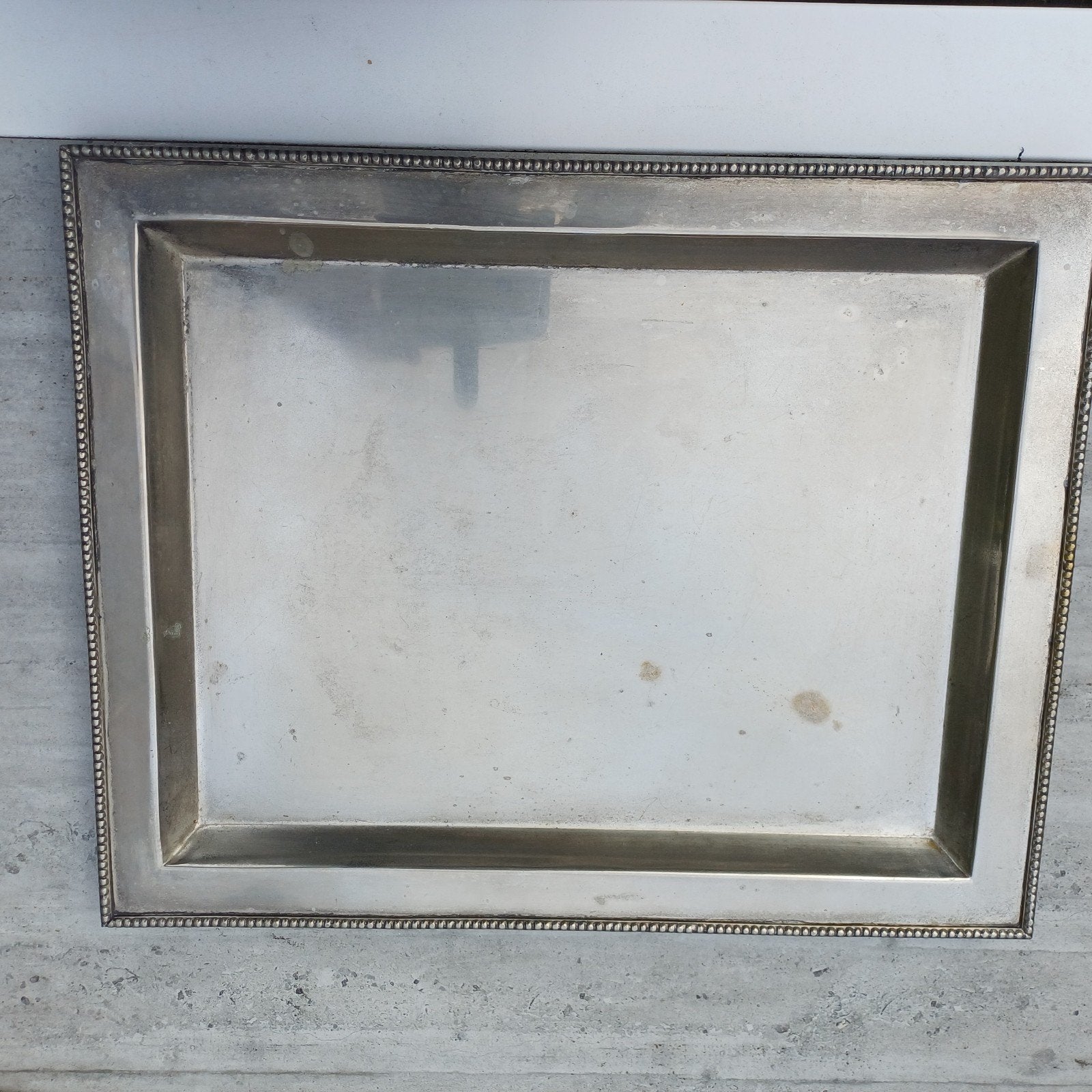 antieke metalen dienblad verzilverd 49x39 cm gestempeld, Ophalen of Verzenden