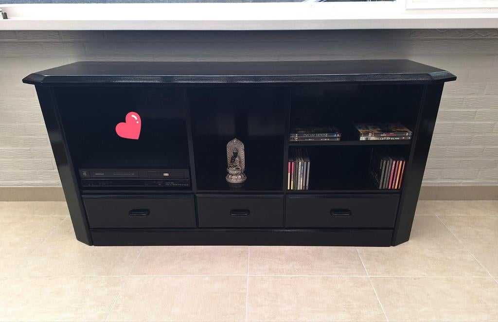 Mooie Tv kast hoogglans zwart. 150x70x45cm. Zeer goede staat, Enlèvement