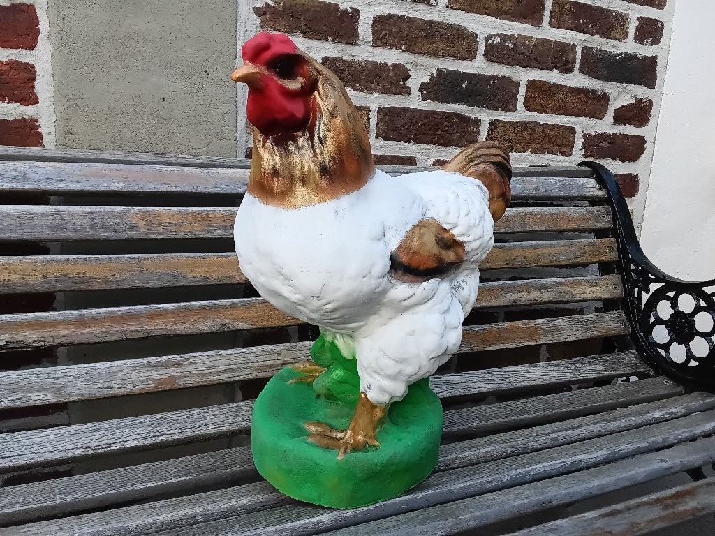 Tuinbeeld kip/haan, Tuin en Terras, Tuinbeelden, Ophalen, Gebruikt, Dierenbeeld