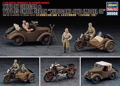 HASEGAWA 36502 Sidecar and Small Sedan Kurogane 4WD 1/48, Hobby & Loisirs créatifs, Modélisme | Voitures & Véhicules, Neuf, Voiture