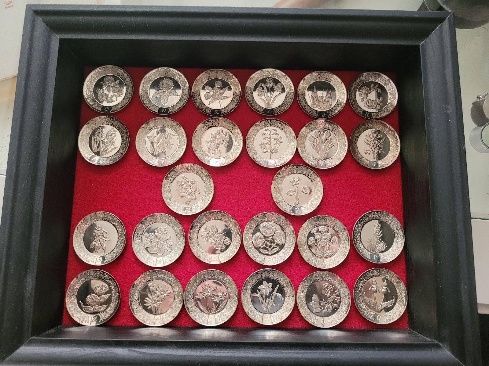 série d'alphabets floraux Franklin Mint entièrement argentés, Enlèvement ou Envoi, Argent