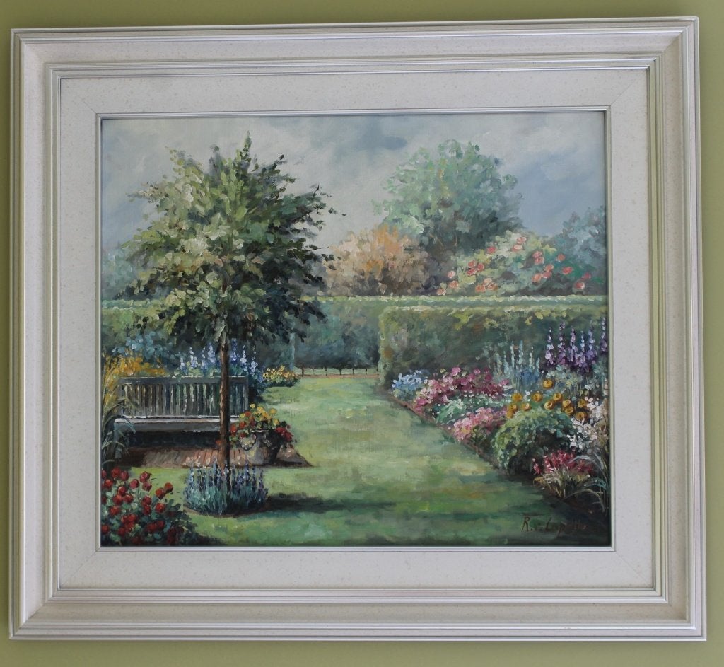 Schilderij in mooi kader, Antiek en Kunst, Kunst | Schilderijen | Klassiek, Landschap, Klassiek, Olieverf, Doek, Bijzondere lijst