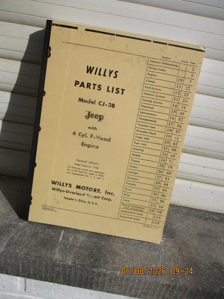Liste des pièces Willys Jeep CJ3B, Enlèvement ou Envoi, Neuf, Jeep