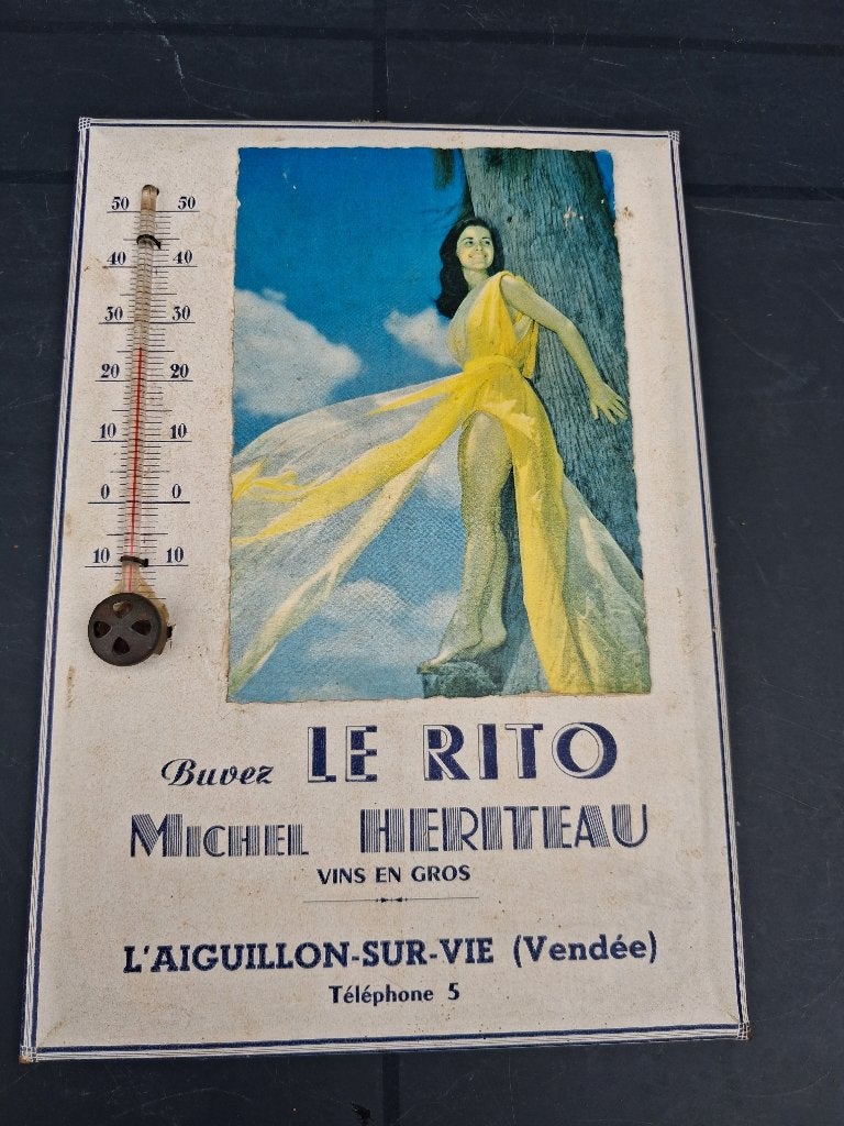 Assiette en fer blanc BUVEZ LE RITO, Collections, Marques & Objets publicitaires, Utilisé, Panneau publicitaire, Enlèvement ou Envoi