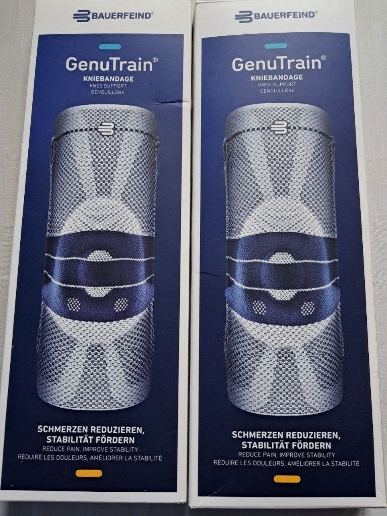2x Bauerfeind GenuTrain Maat 4 (Titan) - Nieuwste Model!, Ophalen, Zo goed als nieuw