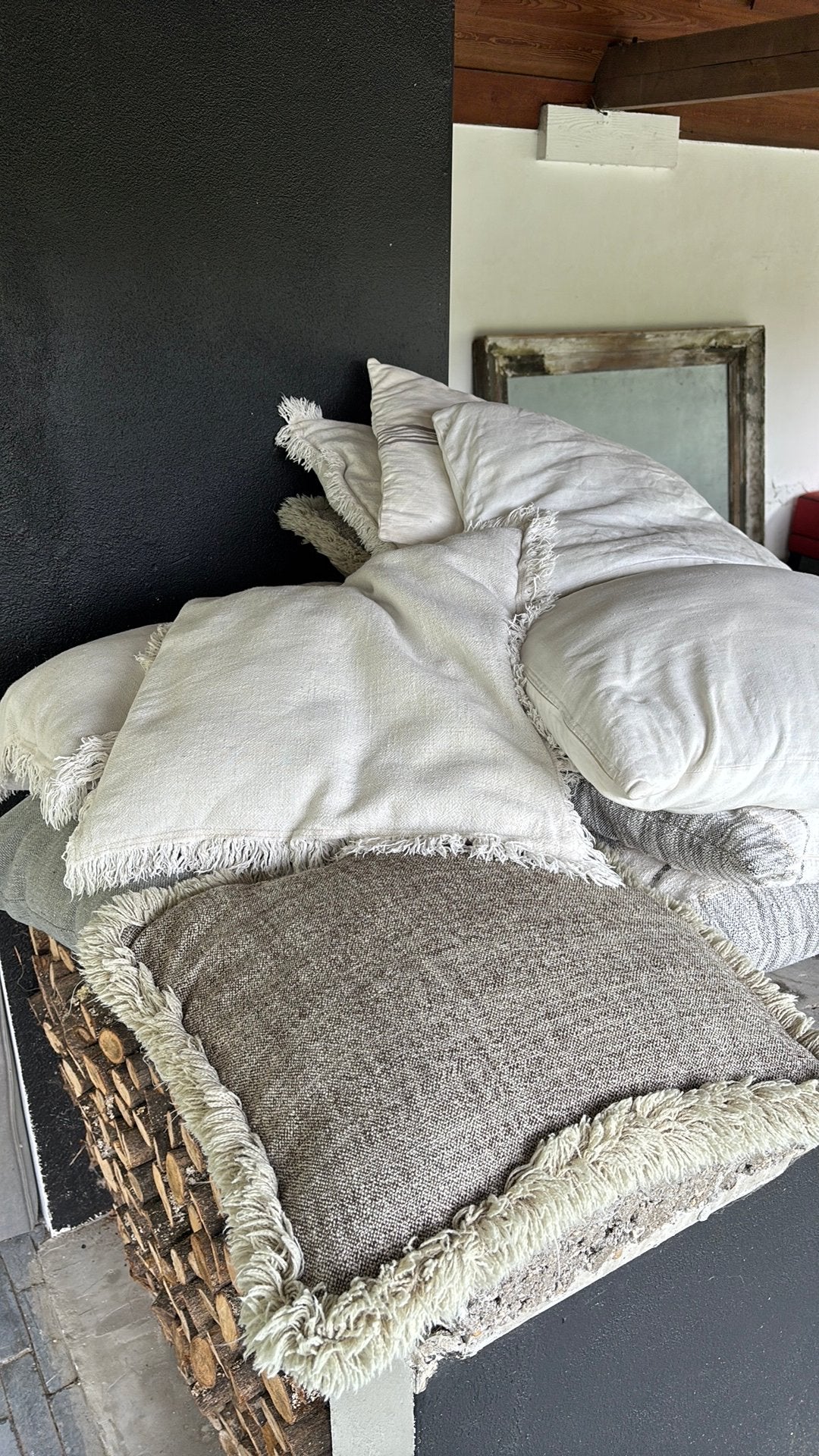 Kussens beige tinten, Huis en Inrichting, Ophalen, Zo goed als nieuw, Beige