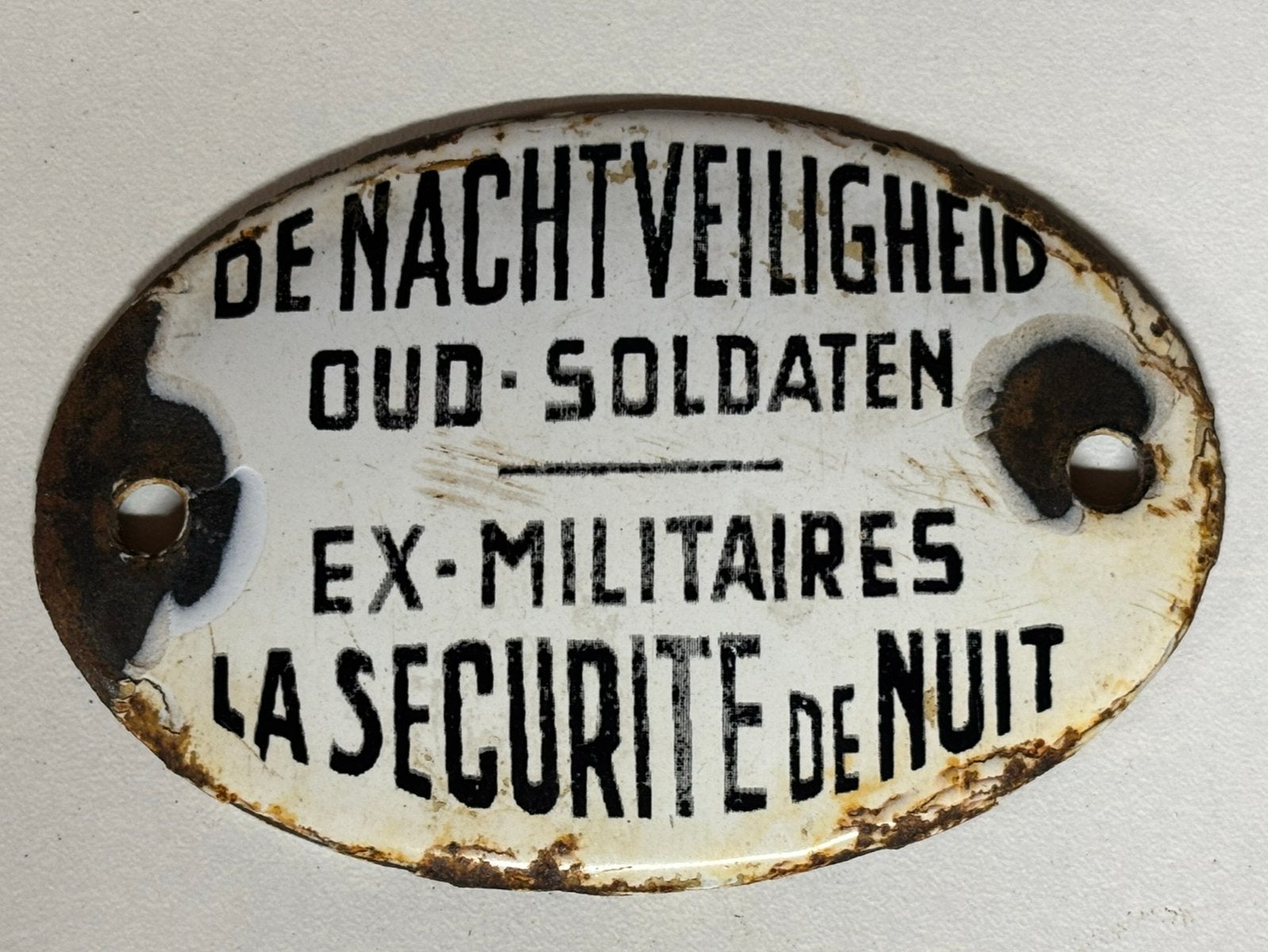 Emaille plaatje nachtwacht nachtveiligheid nummerplaat, Antiek en Kunst, Ophalen