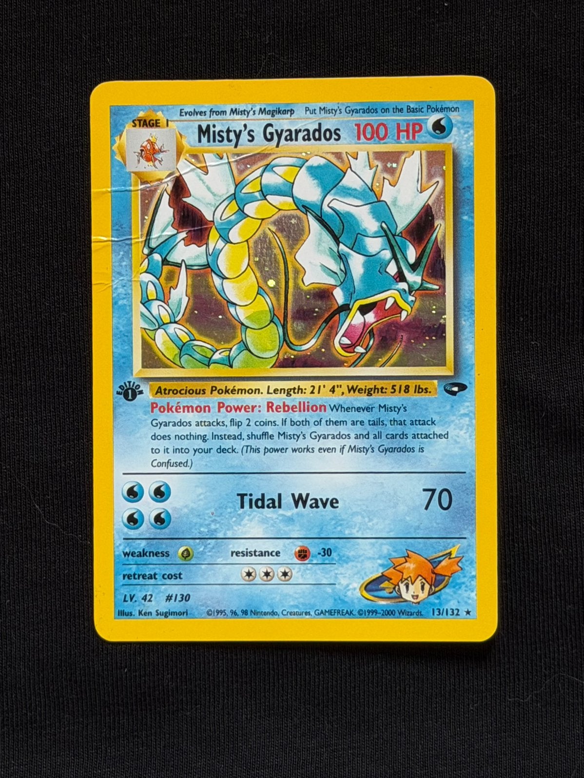 Misty’s Gyarados | 1st Ed. Holo | Gym Challenge | 13/132, Ophalen of Verzenden, Zo goed als nieuw, Meerdere kaarten