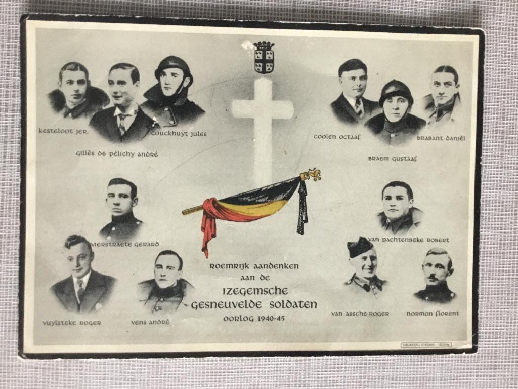 Gesneuvelde soldaten van Izegem WOII 1940 - 45, Verzenden, Bidprentje