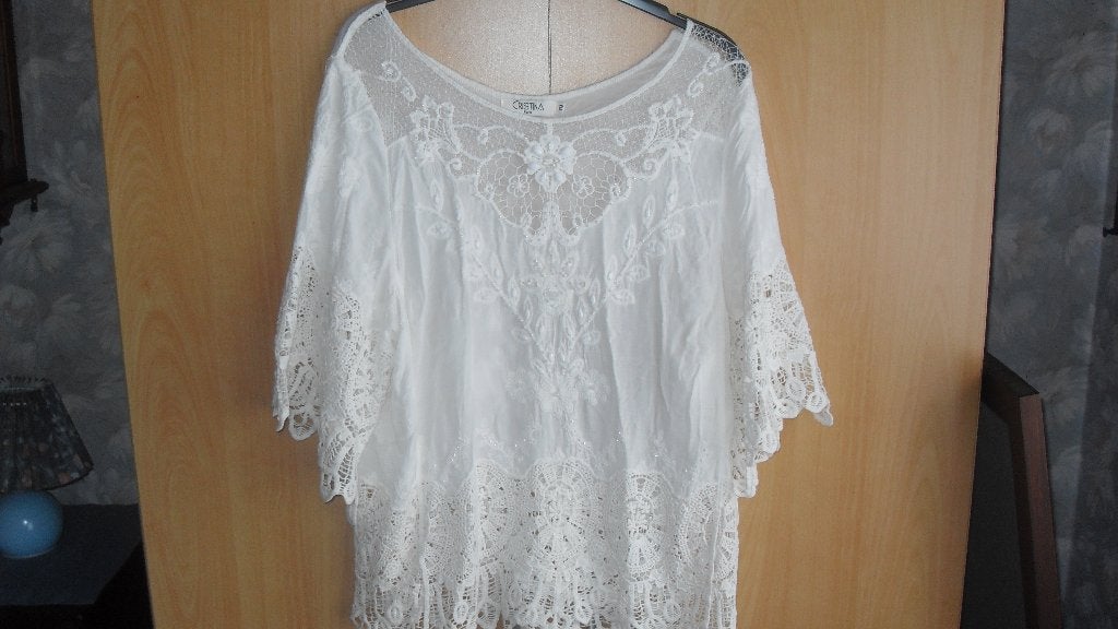 zomerbloes met pareltjes en kant, Vêtements | Femmes, Blouses & Tuniques, Enlèvement, Comme neuf, Blanc