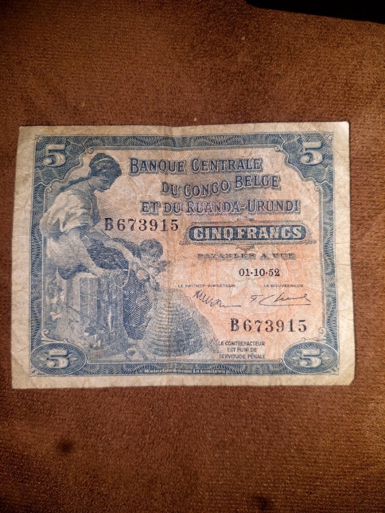 Bankbiljet van 5 frank Belgisch-Congo, Ophalen of Verzenden, Setje